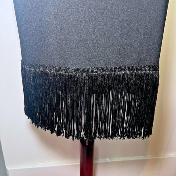 MONTEAU Black Sleeveless Sheath Dress with Added Fringe Hem Size M - Picture 4 of 10